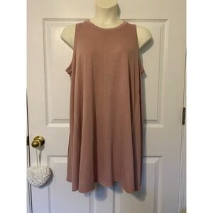Mudpie Women's Blush Pink Ribbed Crew Neck Sleeveless Inman‎ Knit Dress XL NWT